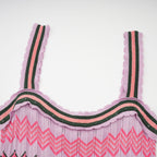 Daphne Contrast Color Knitted Midi Dress Sleeveless Scalloped Edge Detail Pink