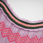 Daphne Contrast Color Knitted Midi Dress Sleeveless Scalloped Edge Detail Pink