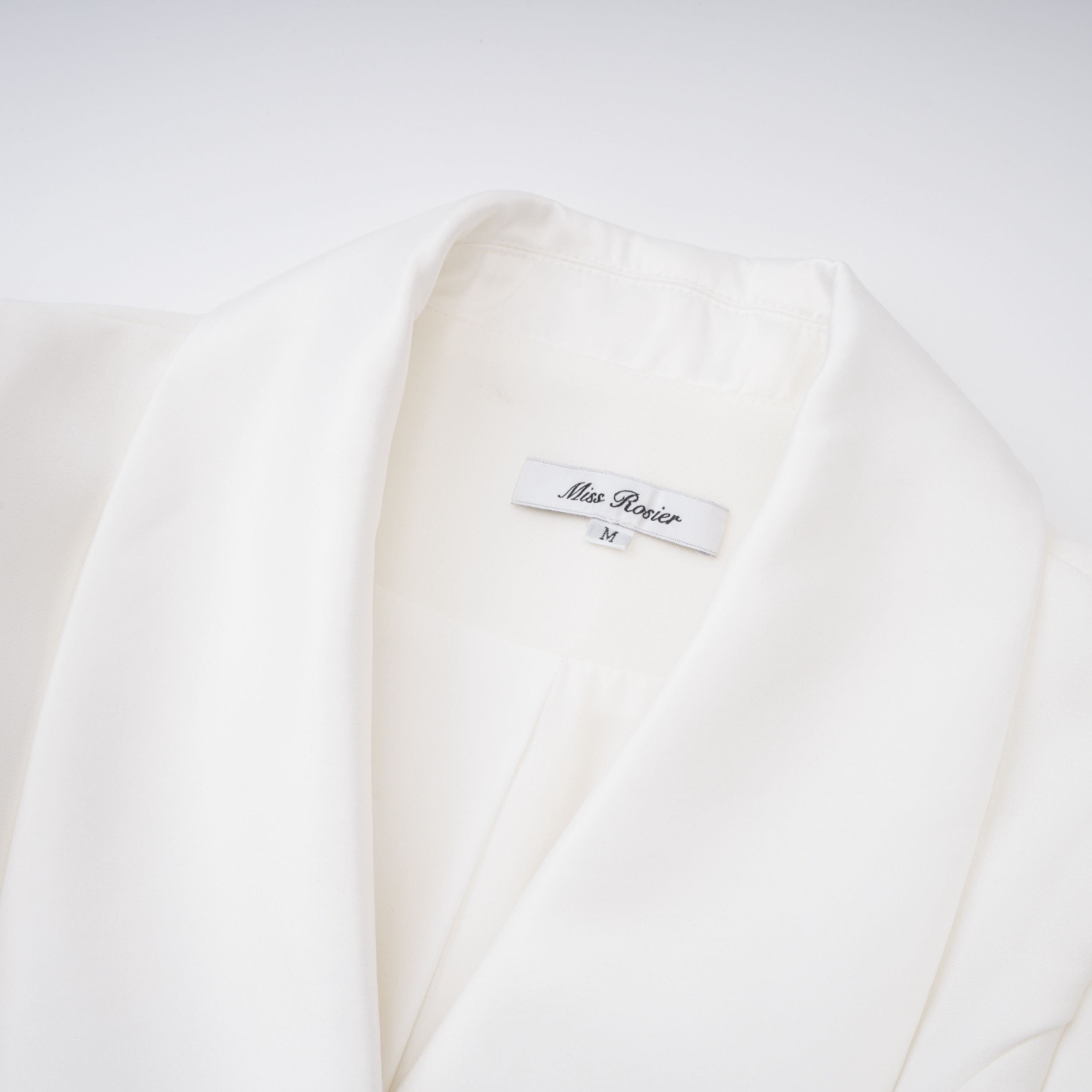 Acharya Shawl Lapel Mini Dress Short Puff Sleeve Button Detail White