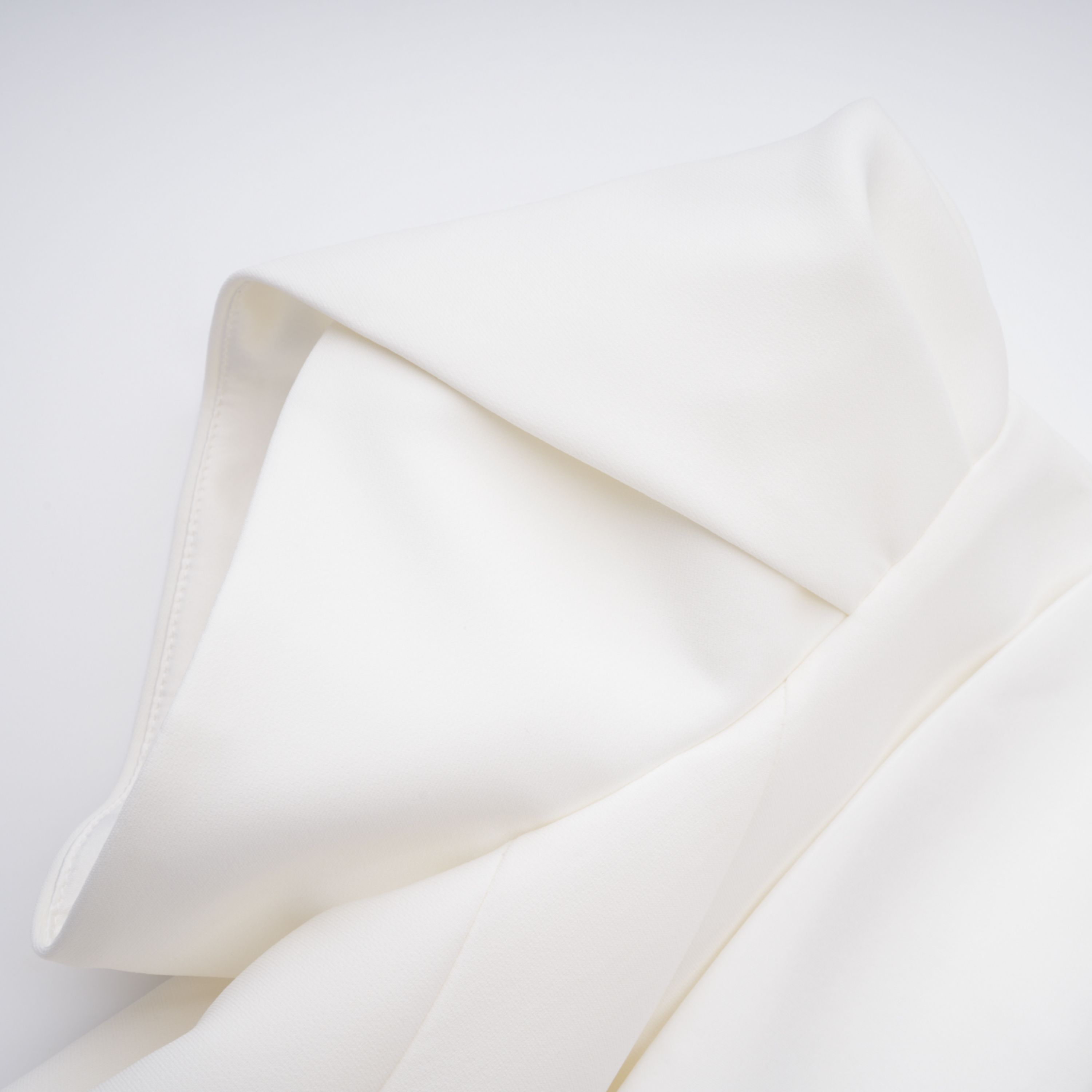 Acharya Shawl Lapel Mini Dress Short Puff Sleeve Button Detail White