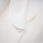 Acharya Shawl Lapel Mini Dress Short Puff Sleeve Button Detail White