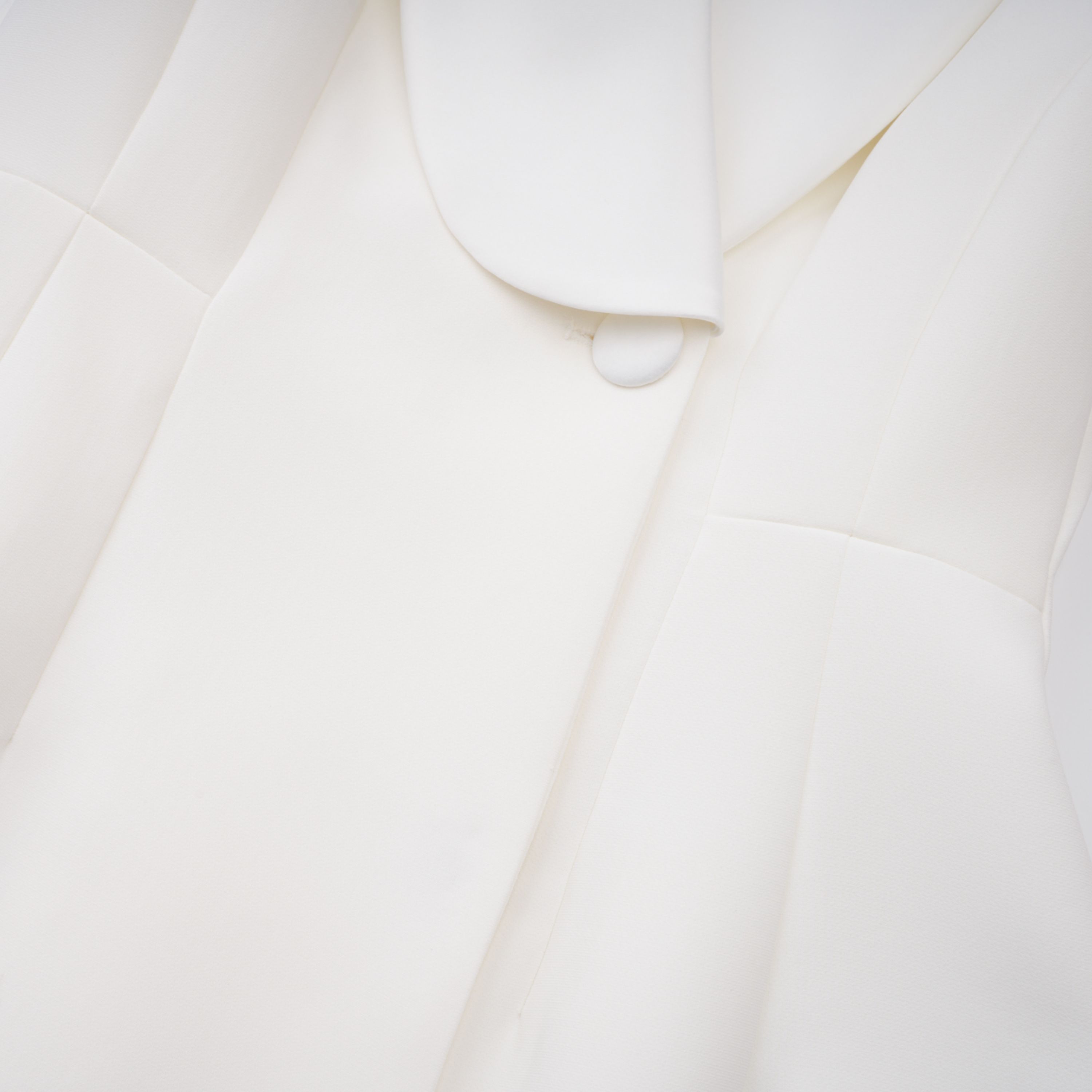 Acharya Shawl Lapel Mini Dress Short Puff Sleeve Button Detail White