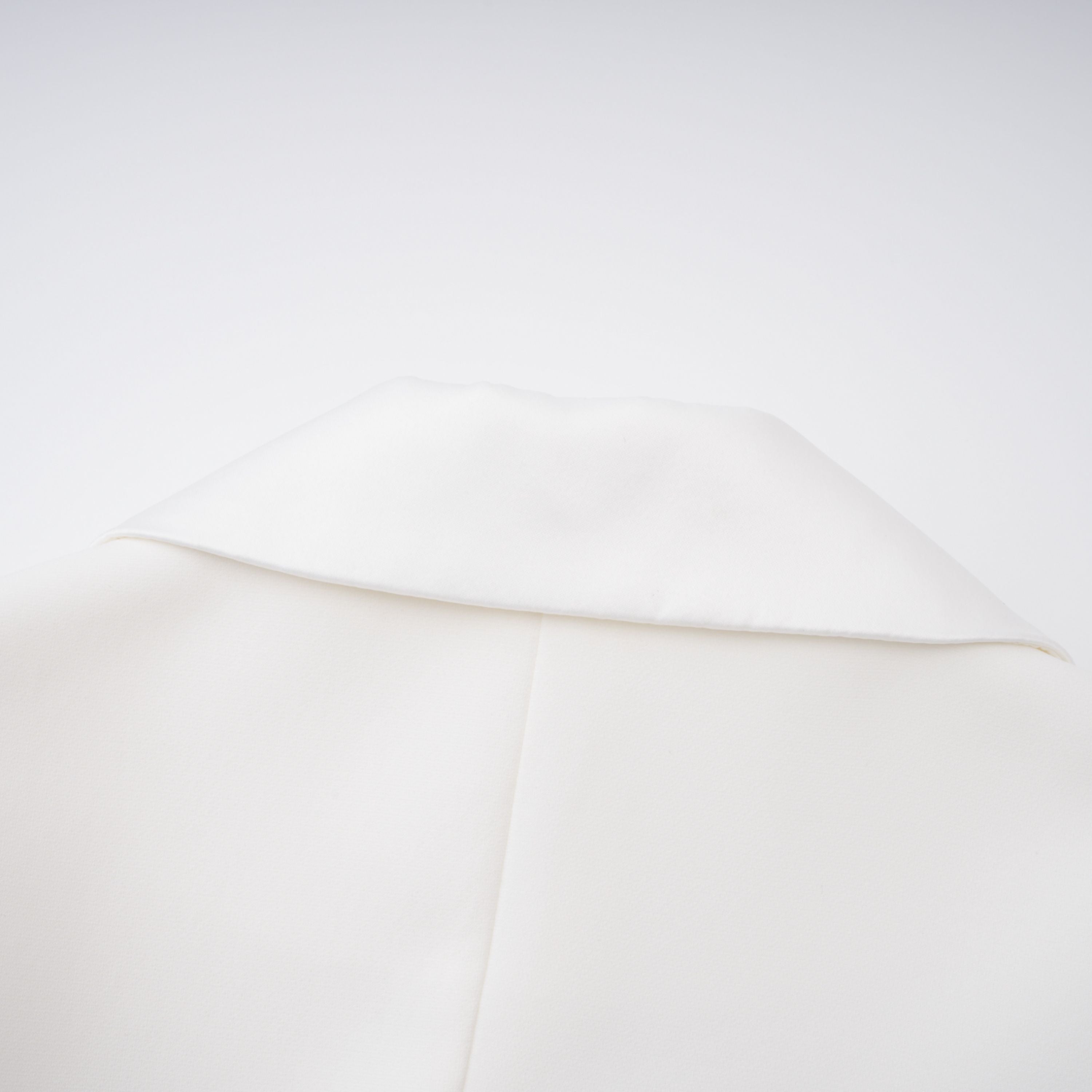 Acharya Shawl Lapel Mini Dress Short Puff Sleeve Button Detail White