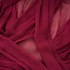 Théa Asymmetrical Ruched Mini Dress Mock Neck Long Sleeve Detail Burgundy