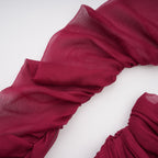 Théa Asymmetrical Ruched Mini Dress Mock Neck Long Sleeve Detail Burgundy