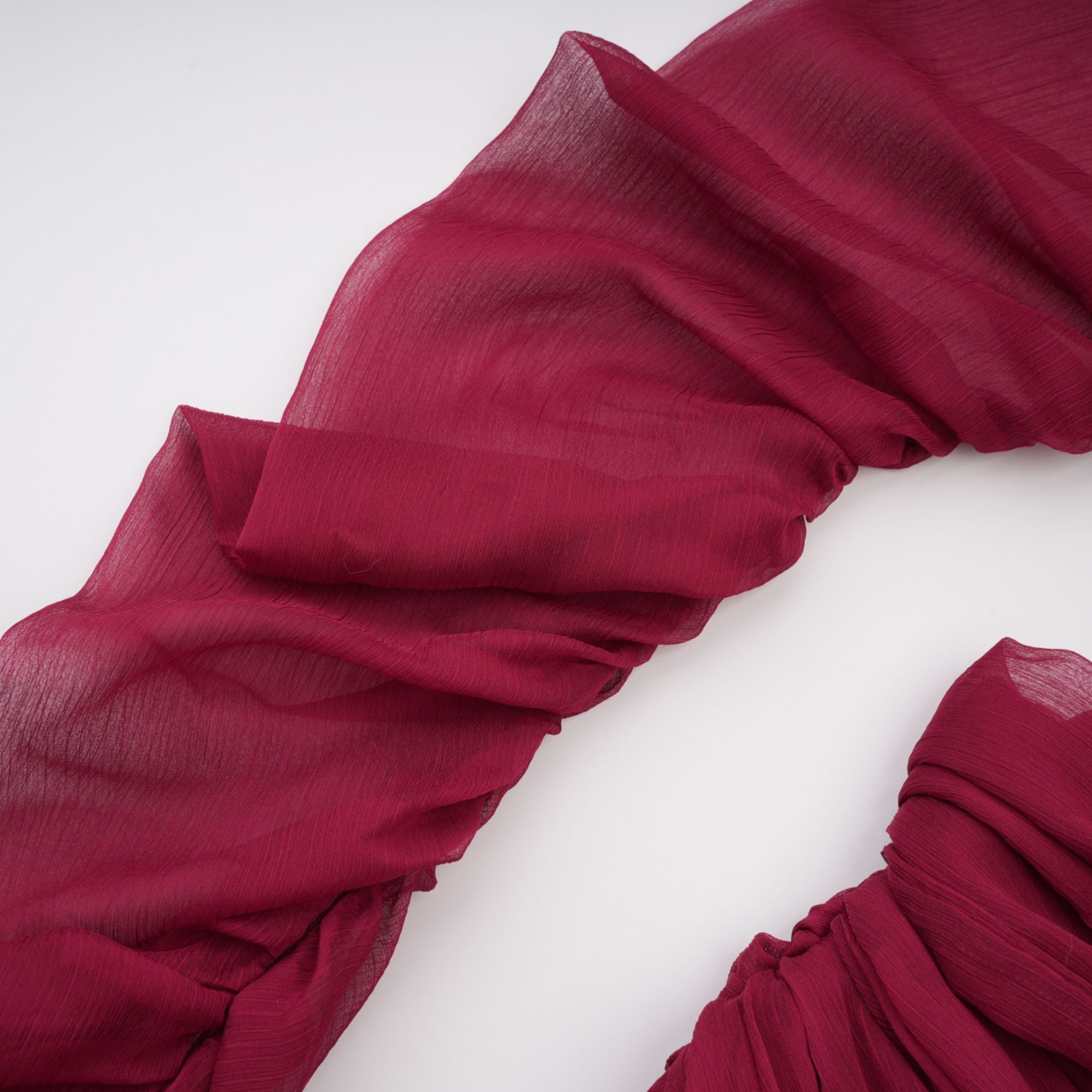 Théa Asymmetrical Ruched Mini Dress Mock Neck Long Sleeve Detail Burgundy