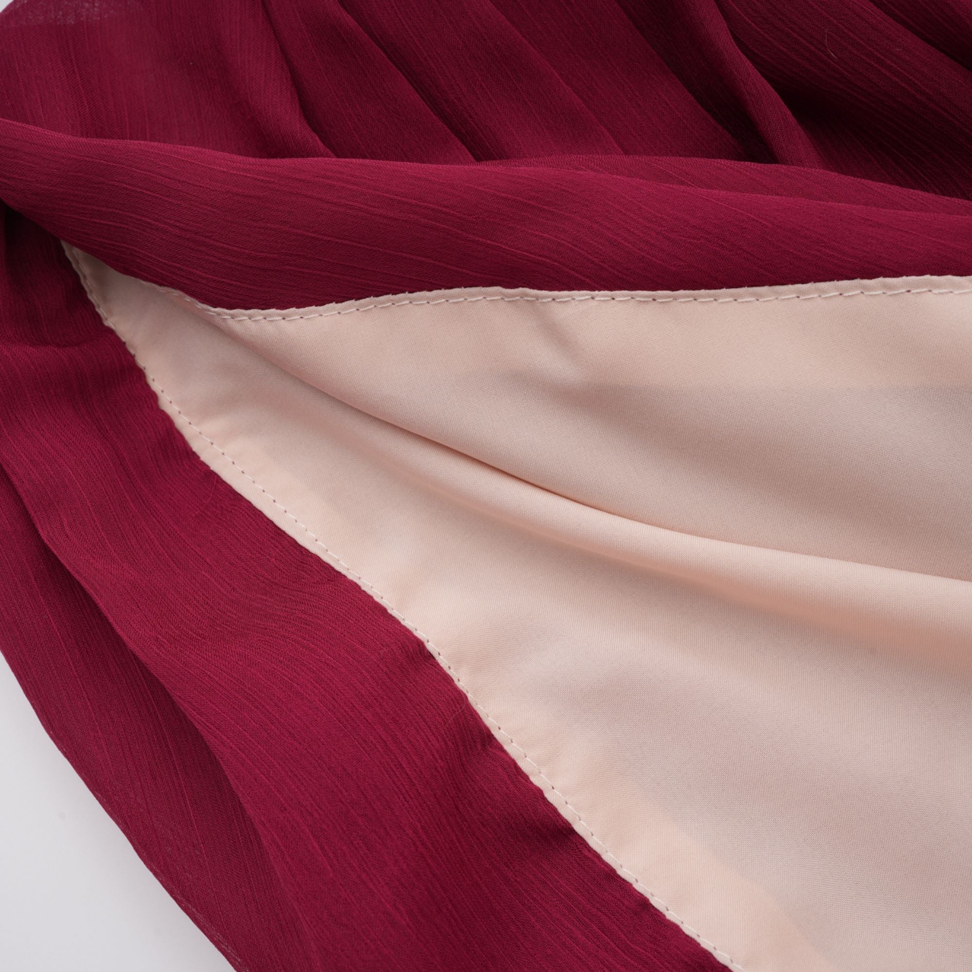 Théa Asymmetrical Ruched Mini Dress Mock Neck Long Sleeve Detail Burgundy