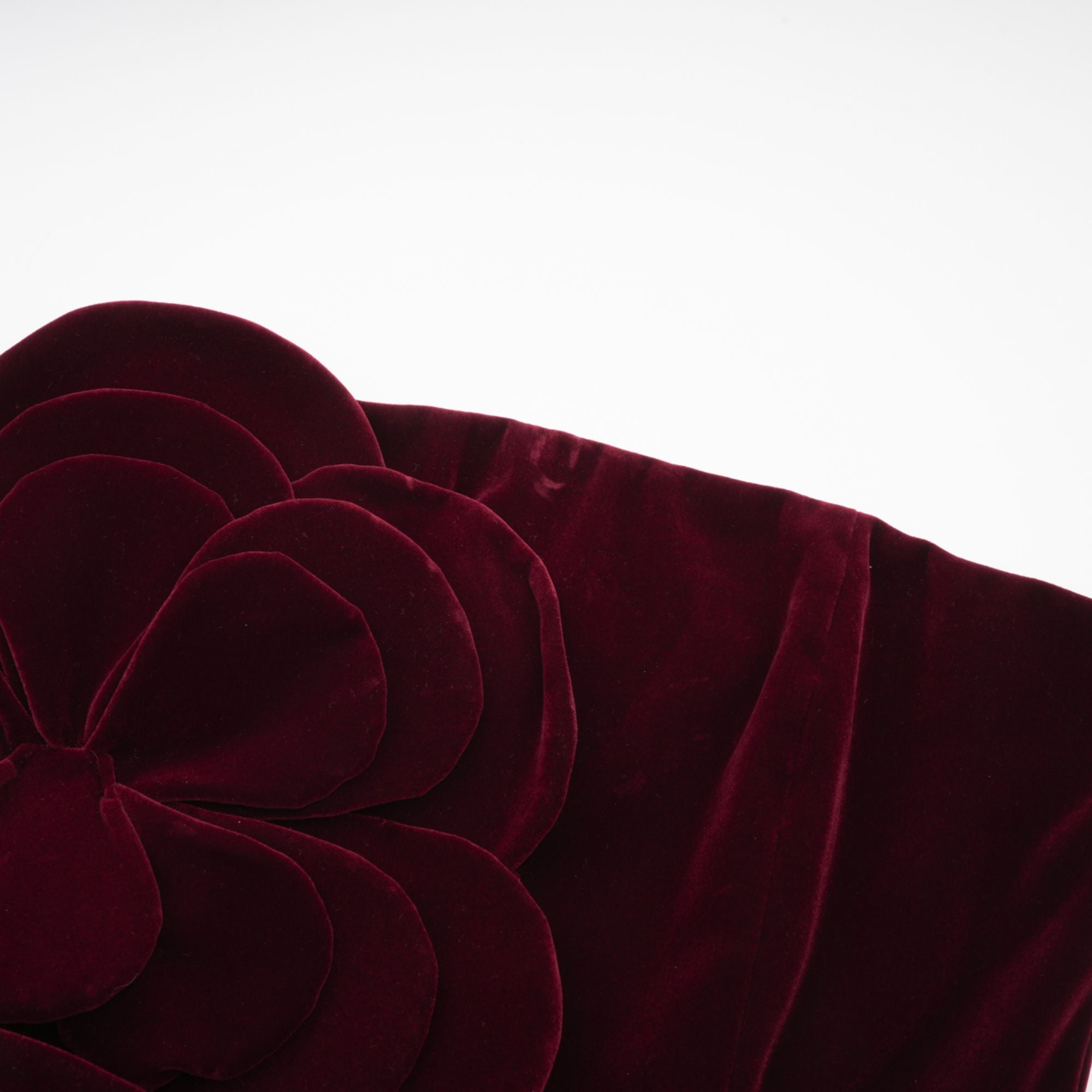 Azura Floral Appliqué Maxi Dress Off-Shoulder Long Sleeve Detail Red