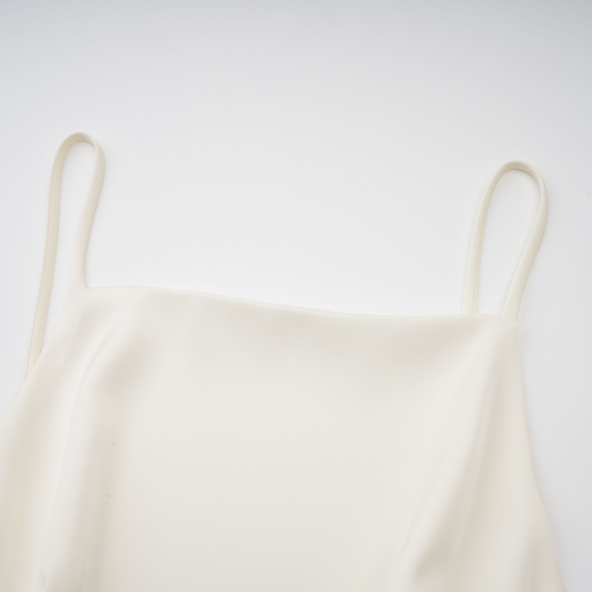 Lyna White Satin Ruffled Mini Dress Sleeveless Shawl Panel Detail