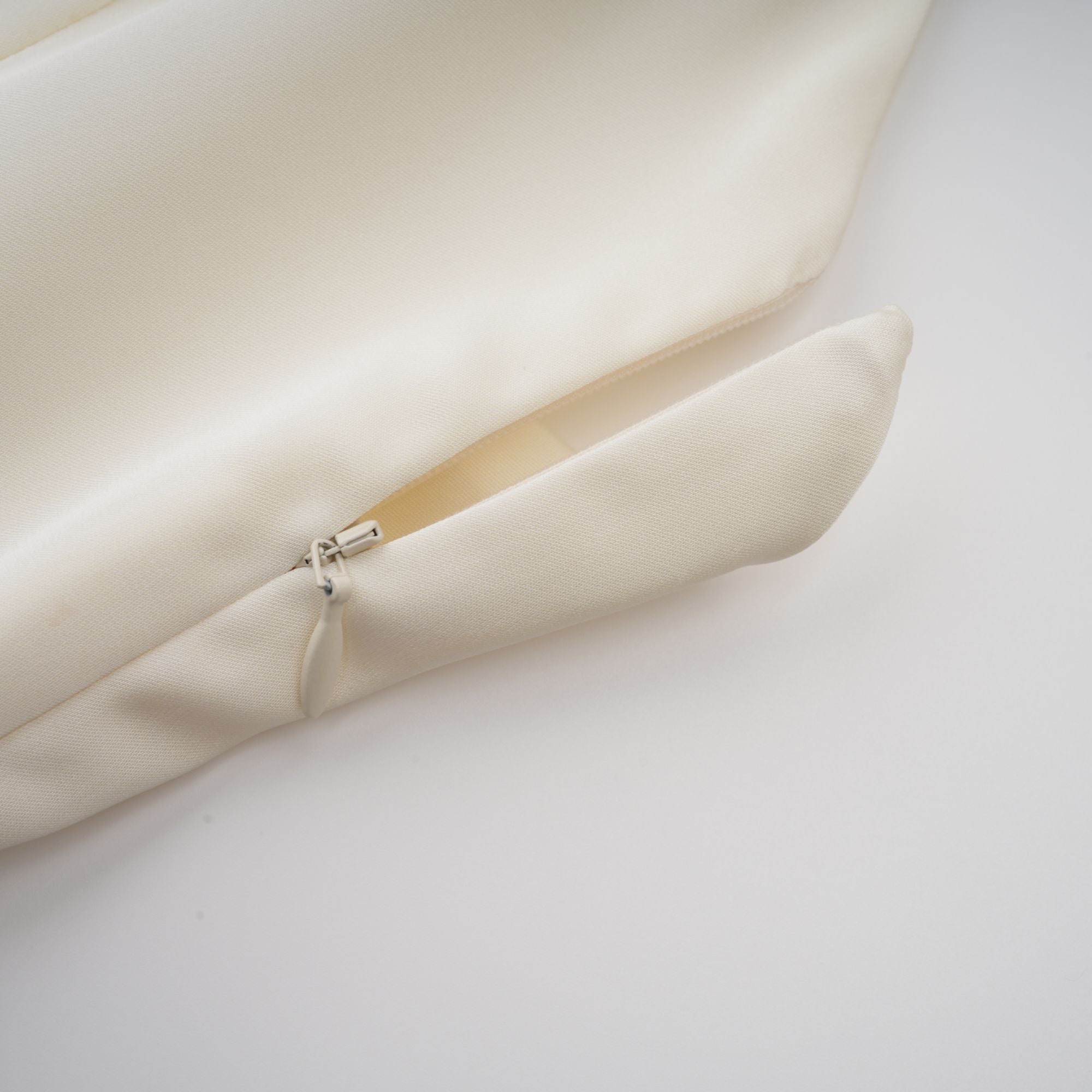 Lyna White Satin Ruffled Mini Dress Sleeveless Shawl Panel Detail