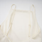 Lyna White Satin Ruffled Mini Dress Sleeveless Shawl Panel Detail