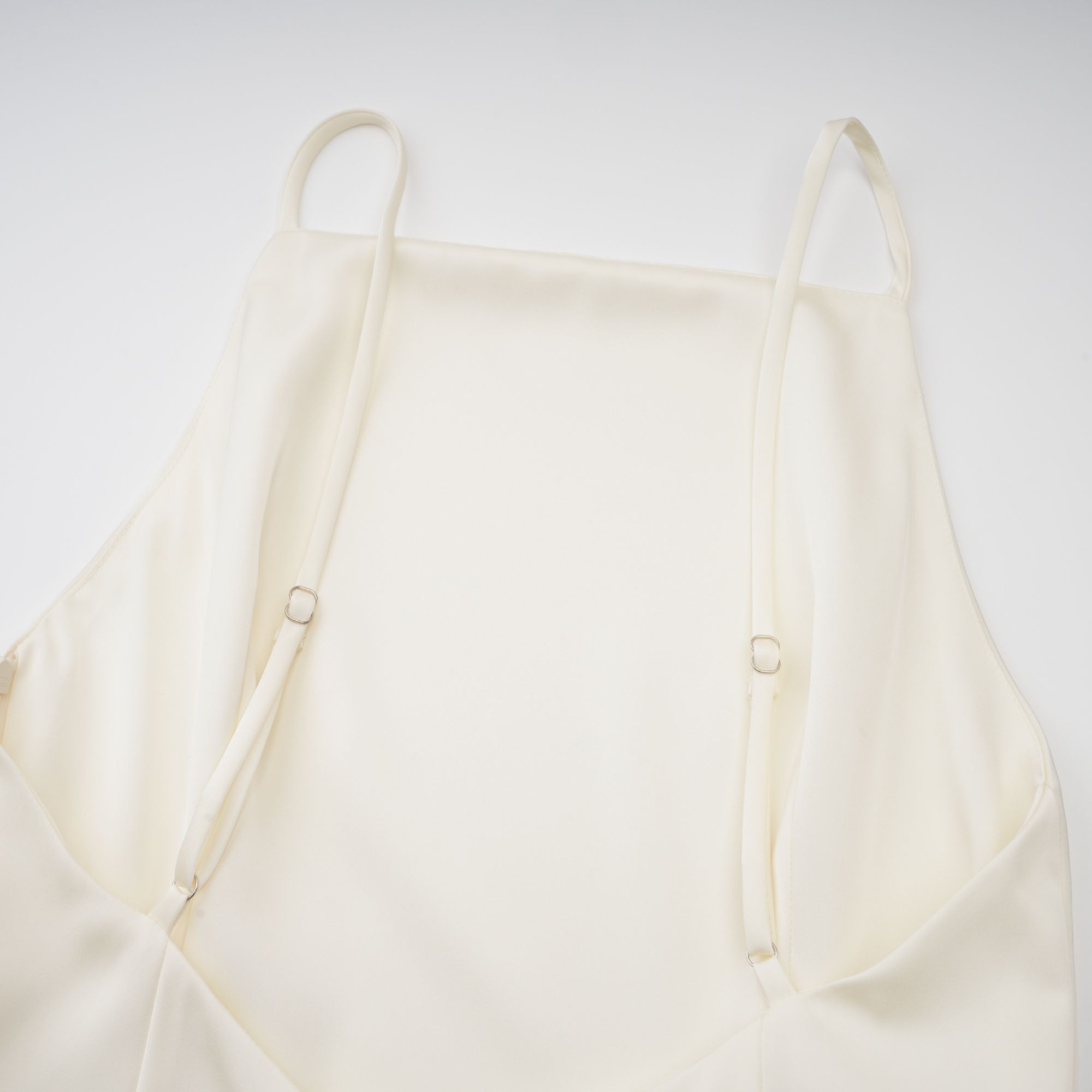 Lyna White Satin Ruffled Mini Dress Sleeveless Shawl Panel Detail