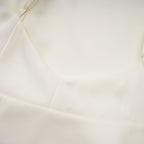 Lyna White Satin Ruffled Mini Dress Sleeveless Shawl Panel Detail