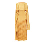 Cayetana Fringed Maxi Dress Sleeveless Detachable Shawl Detail Yellow
