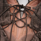 Marise Draped Satin Maxi Dress Off-Shoulder Lace-Up Detail Brown