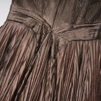 Marise Draped Satin Maxi Dress Off-Shoulder Lace-Up Detail Brown