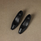 Women's Leather Flats Almond Toe Hidden Wedge Slip-On