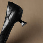Women's Leather Kitten Heels Pointed Toe Slip-On
