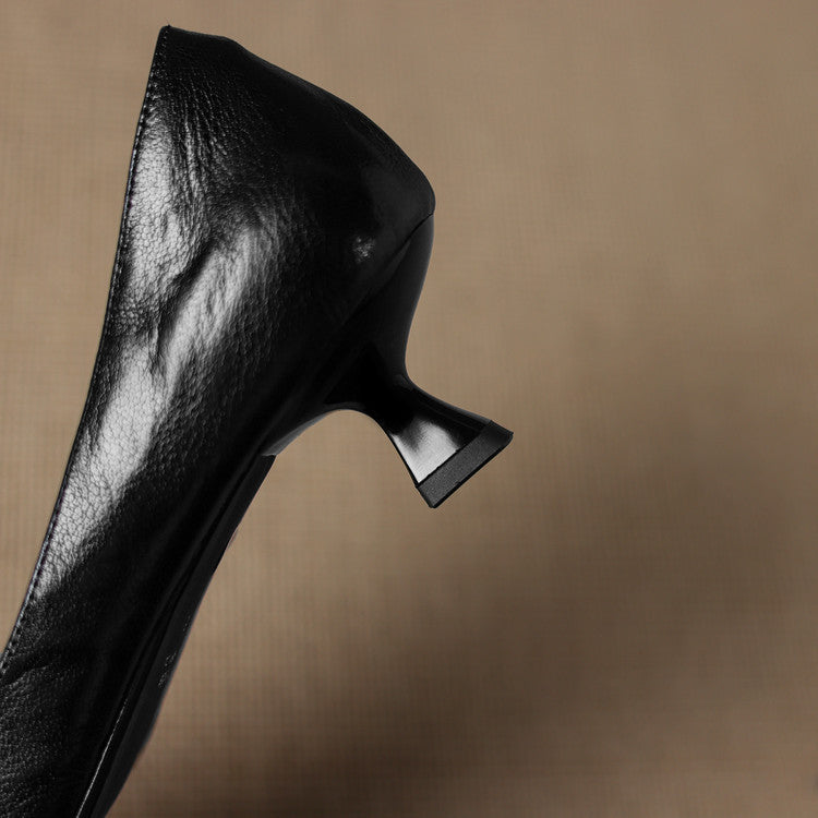 Women's Leather Kitten Heels Pointed Toe Slip-On