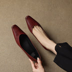 Women's Leather Flats Almond Toe Hidden Wedge Slip-On