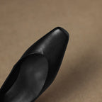 Women's Leather Flats Almond Toe Hidden Wedge Slip-On