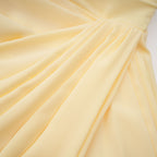 Safiya Ruched Maxi Dress Cross Front Off-Shoulder Strapless Slit Detail Yellow