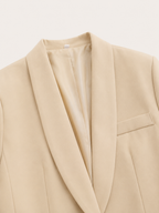 Women's Belted Blazer Wide-Leg Trouser Co-Ord Set Two-Piece Beige