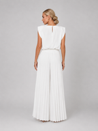 Women's Relaxed Sleeveless Top Pleated Wide-Leg Trouser Set Two-Piece White
