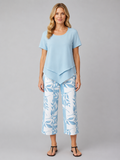 Women's Layered Short Sleeve Top Wide-Leg Trouser Set Two-Piece Blue