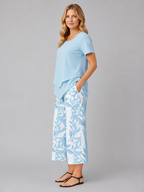 Women's Layered Short Sleeve Top Wide-Leg Trouser Set Two-Piece Blue