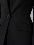 Tailored Collarless Blazer Wide-Leg Trouser Suit Set Two-Piece Navy