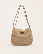 Calyra Woven Shoulder Bag Slouchy Shape Adjustable Strap Beige
