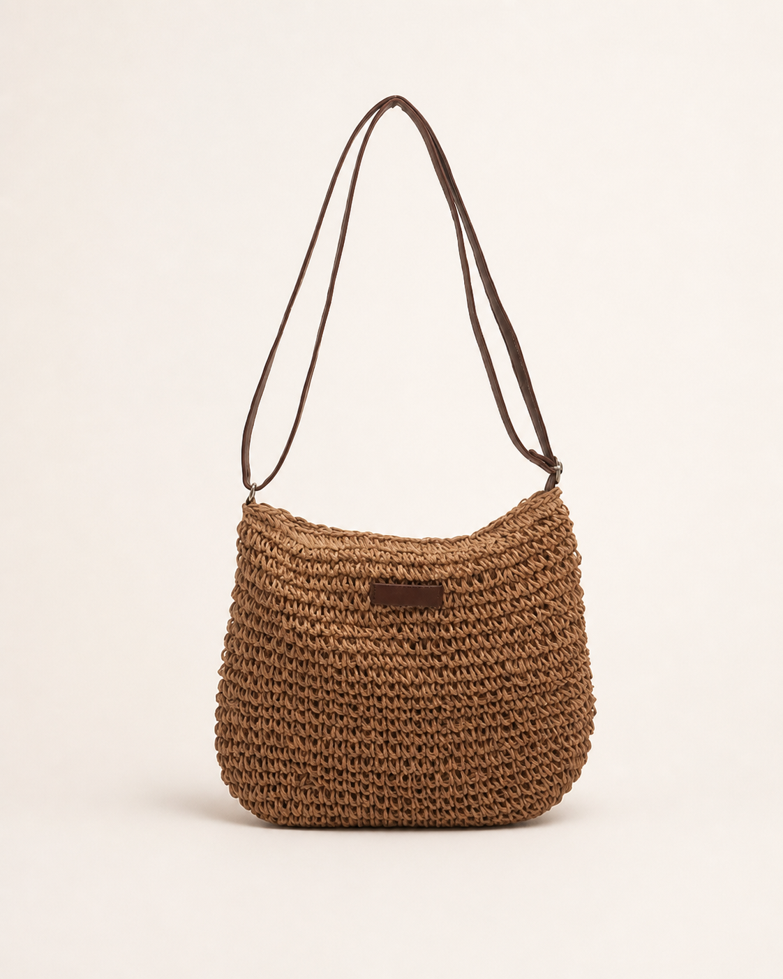 Calyra Woven Shoulder Bag Slouchy Shape Adjustable Strap Beige