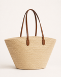 Fiora Woven Tote Bag Structured Shape Long Shoulder Handles Cream