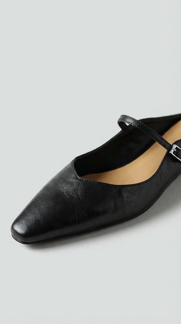Women's Leather Mules Pointed Toe Slip-On Flat