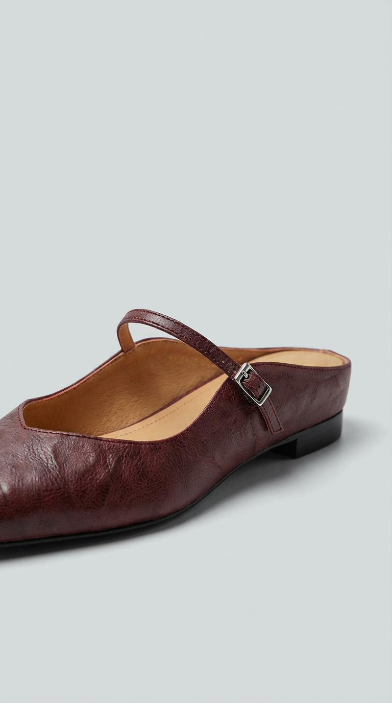 Women's Leather Mules Pointed Toe Slip-On Flat