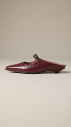 Women's Leather Mules Pointed Toe Slip-On Buckle Strap