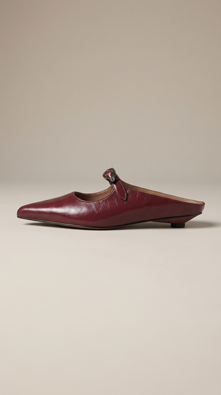 Women's Leather Mules Pointed Toe Slip-On Buckle Strap