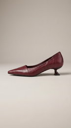 Women's Leather Pumps Pointed Toe Kitten Heel
