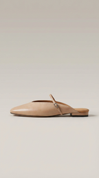 Women's Leather Mary Jane Mules Square Toe Buckled Strap