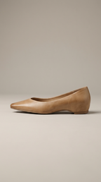 Women's Leather Flats Almond Toe Hidden Wedge Slip-On
