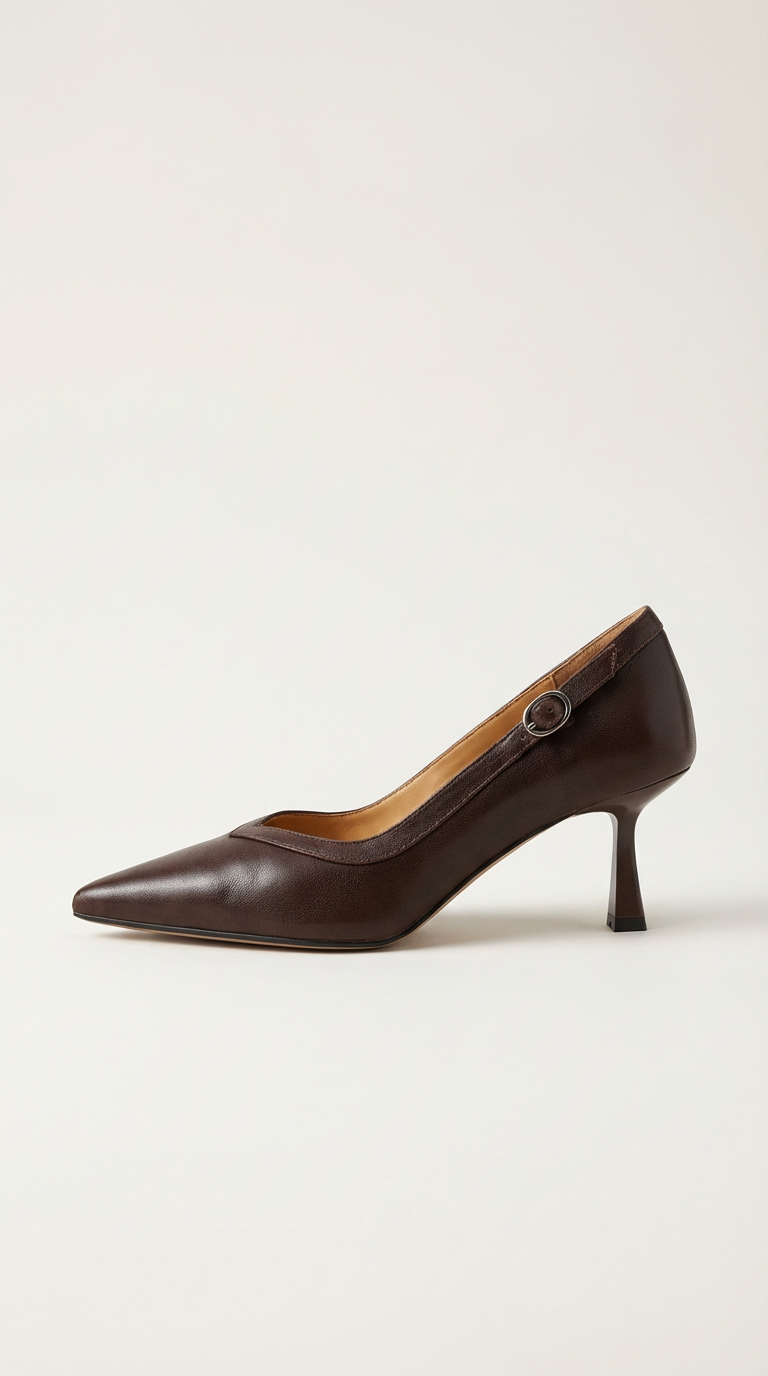 Women's Leather Kitten Heels Pointed Toe Slip-On