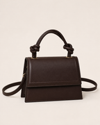 Junia Crossbody Bag Knotted Top Handle Flap Detail Coffee