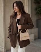 Junia Crossbody Bag Knotted Top Handle Flap Detail Coffee