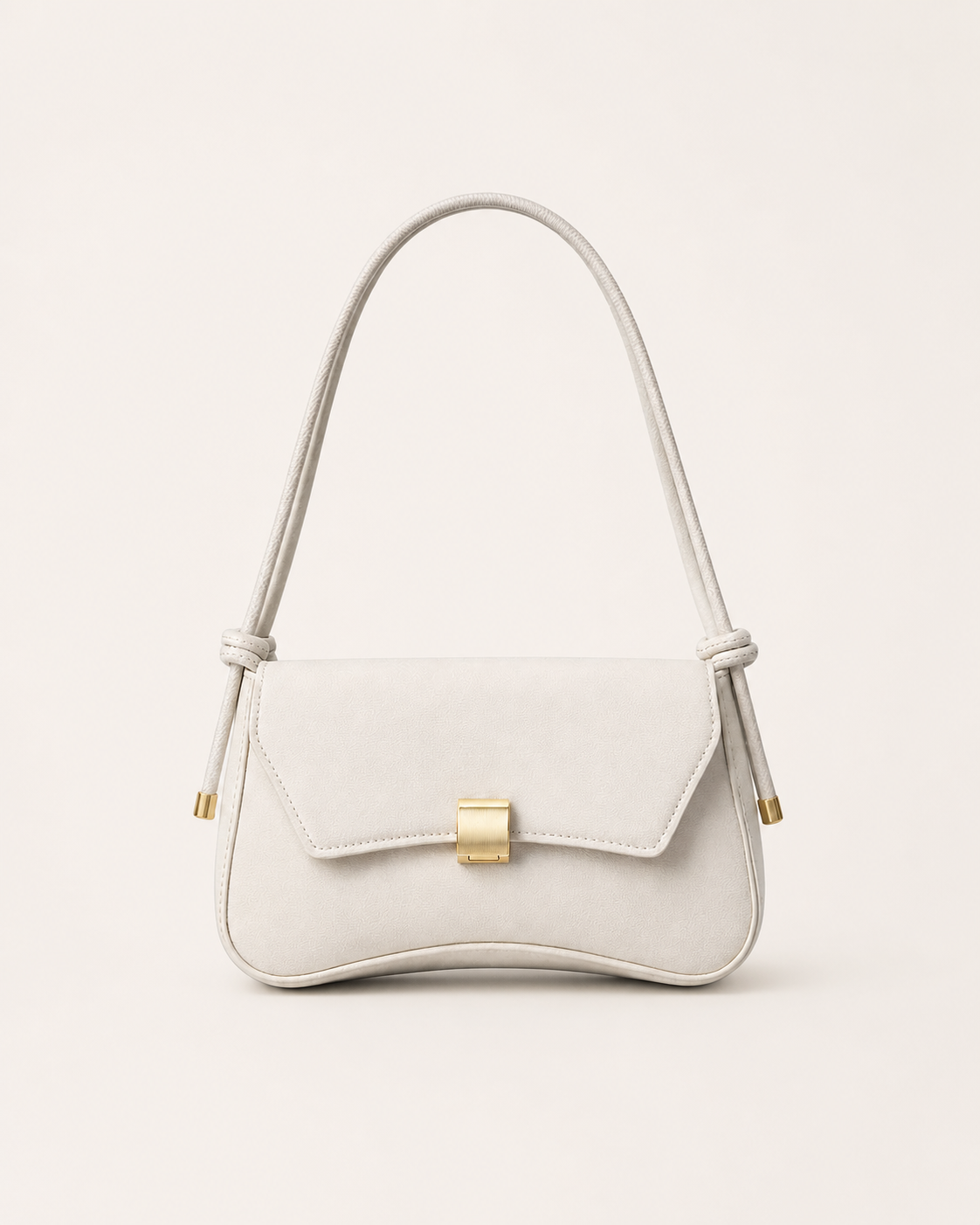 Lunara Shoulder Bag Curved Base Shape Gold Clasp Detail Khaki