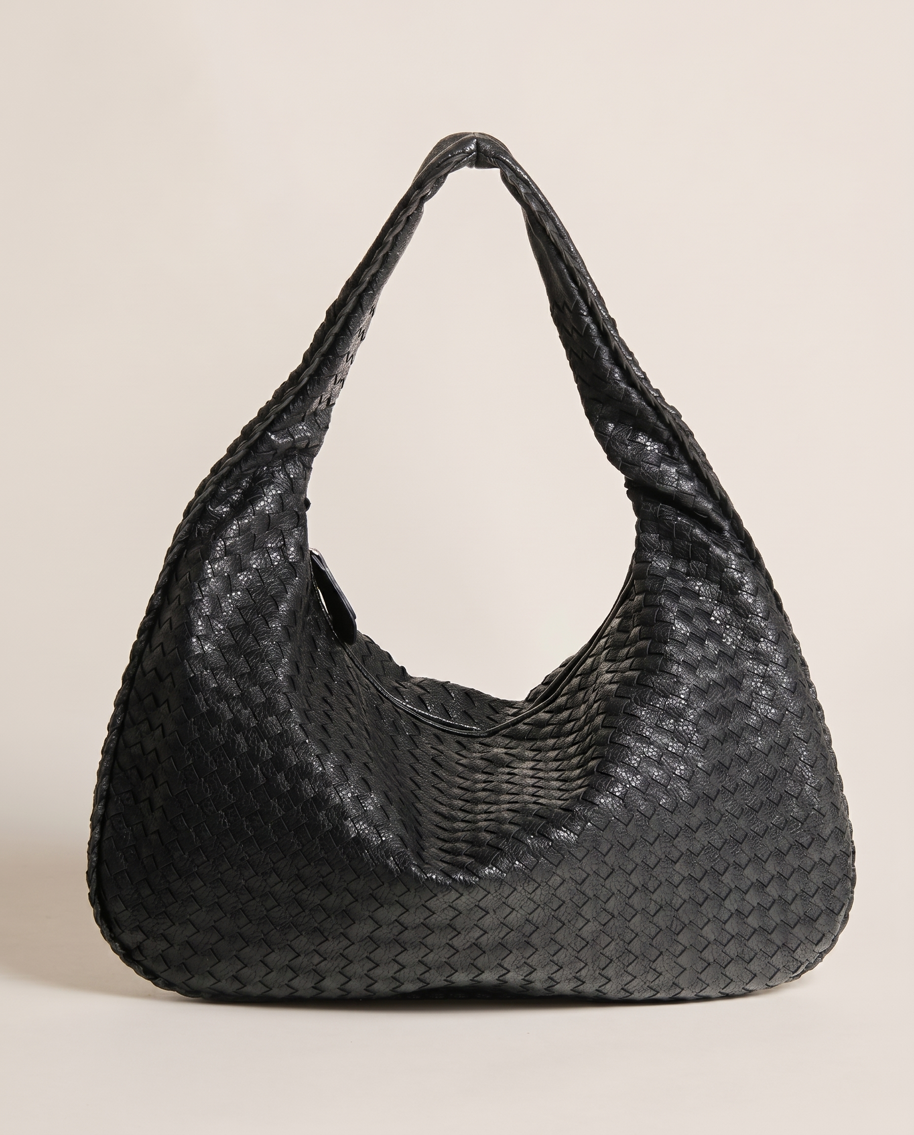 Maeve Woven Shoulder Bag Slouchy Shape Integrated Single Strap Black