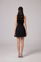 Melisande Fully Embellished Mini Dress Sleeveless Off-Shoulder Detail Black