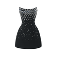Melisande Embellished Mini Dress Off-Shoulder Sleeveless Rear Zip Detail Black