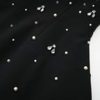 Melisande Fully Embellished Mini Dress Sleeveless Off-Shoulder Detail Black
