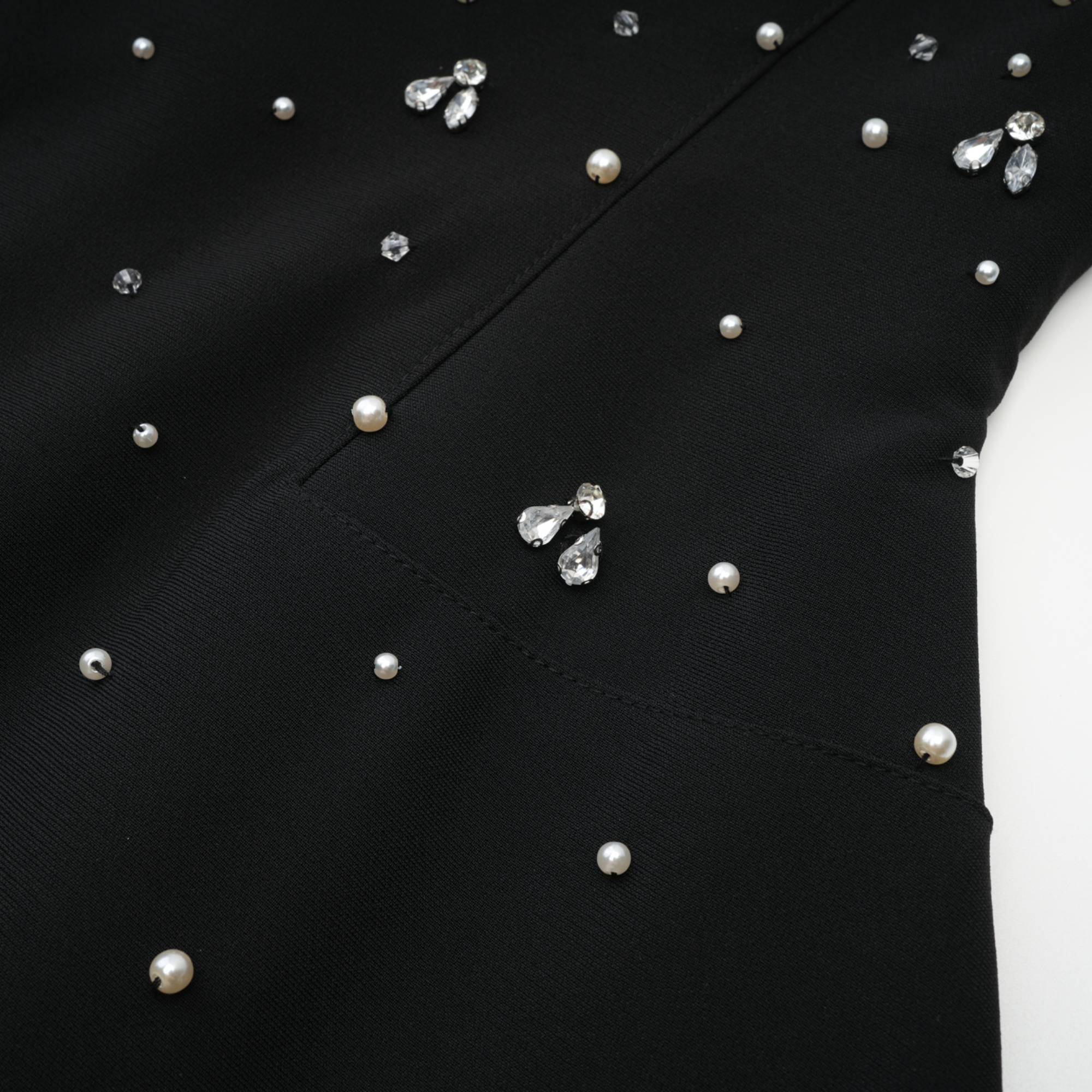 Melisande Fully Embellished Mini Dress Sleeveless Off-Shoulder Detail Black